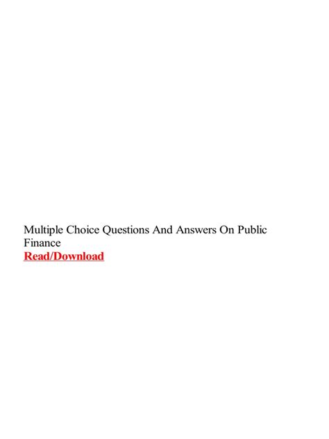 Multiple Choice Questions and Answers On Public Finance: Read/Download ...