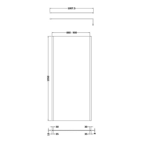 Hudson Reed Wetroom Shower Screen With Brushed Brass Outer Frame