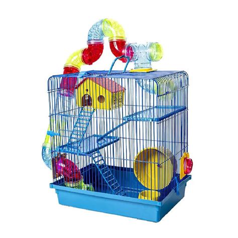 Gaiola Hamster Roedores 3 Andares Tubo Super Luxo Azul No Shoptime