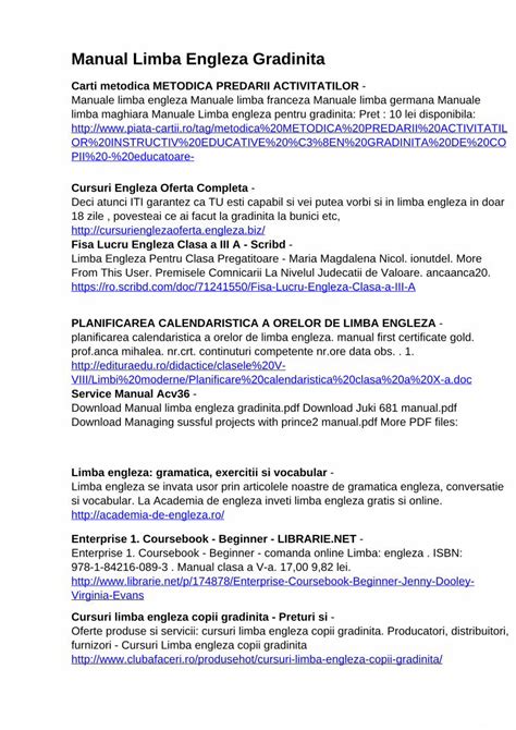 PDF Manual Limba Engleza Gradinita Mipequenoutlet FileLimba
