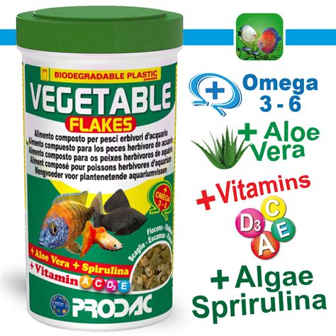 Prodac Vegetable Flakes Alimento Para Peces De Acuario Herb Voros