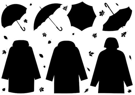 Premium Vector Silhouette Set Of Umbrellas And Raincoats Isolated Vector