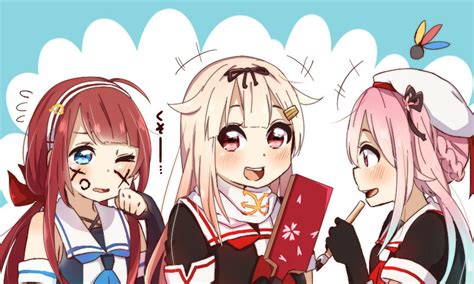 Safebooru 3girls Artist Request Harusame Kantai Collection Kantai Collection Kawakaze