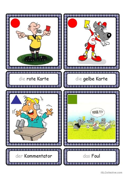 Flashcards Fußball Teil 1 bildwörter English ESL worksheets pdf doc