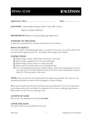 Fillable Online Renal Scan Renal Scan Fax Email Print Pdffiller