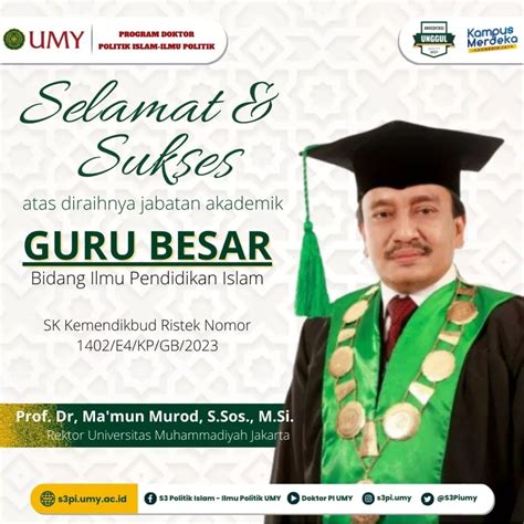 Selamat Rektor UMJ Resmi Menjadi Guru Besar Doktor Politik Islam