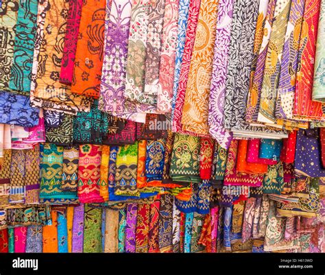 Colorful Sarongs On Sale In The Market At Ubud In Bali Indonesia Stock