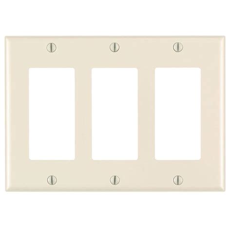 Leviton 3 Gang Light Almond Decorarocker Plastic Standard Wall Plate 1 Pack 80411 T 80411 T