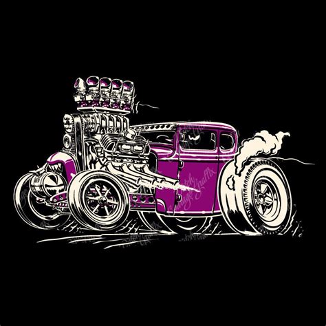 Purple People Eater Hot Rod Cartoon Digital Vector File Pms Colors Etsy