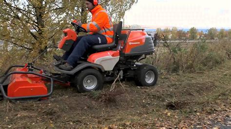 Husqvarna P 524 With Flail Mower In Action Youtube