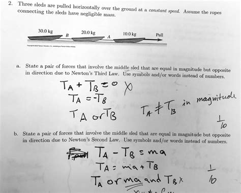 Solved Three Sleds Are Pulled Horizontally Over The Connecting The