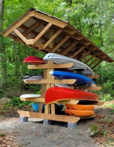 Deluxe Roofed Wood Racks — Storage Rack Solutions Canoe Rack Diy Kayak Storage Wood Rack