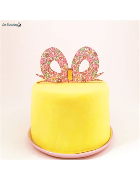 Cake Topper Noeud Tissu Liberty Pastel Les Bambetises