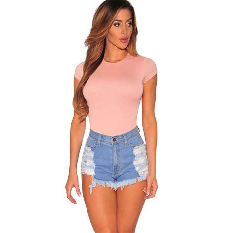 Buy Fashion Shorts Women Summer Ripped High Waisted Denim Shorts Jeans Short