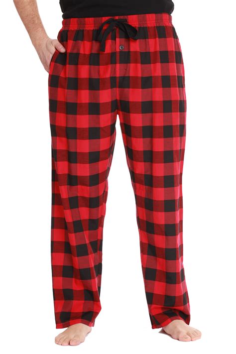 Followme Mens Plaid Poplin Pajama Pants With Pockets Medium Black