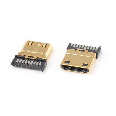 Gold Plating 19pin High Definition Multimedia Interface C Male Connector With Wire Soldering