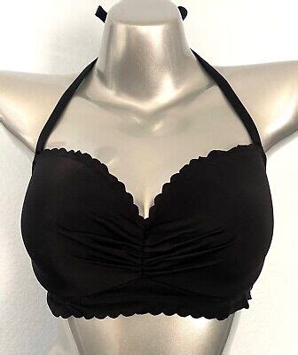 Victorias Secret Black Zuma Getaway Scalloped Underwire Swim Bikini Top