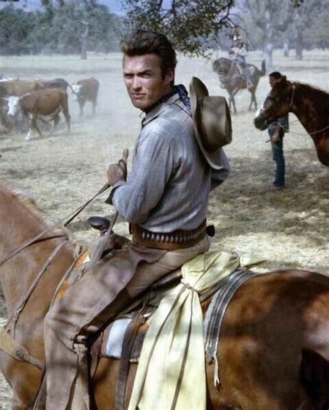 Clint Eastwood On His Horse As Rowdy Yates In Cattle Drive Rawhide 8x10