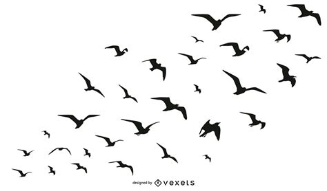 Birds Flock Silhouette Collection Vector Download