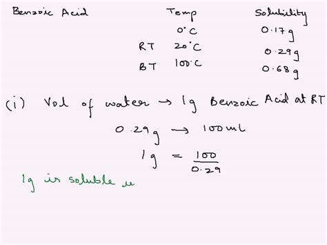 Solved Endpoint Of Titration What Is The Solubility S Of Benzoic Acid