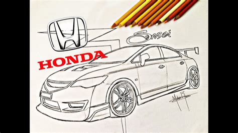 Como Dibujar Un Auto Honda Civic YouTube