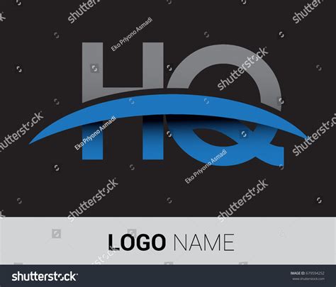 HQ Initial Logo Company Name Colored Grey And Royalty Free Stock