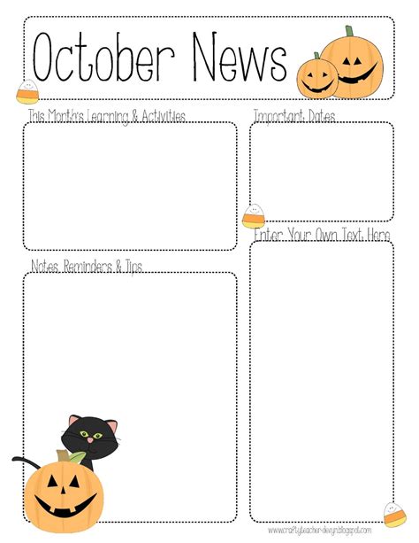 The Crafty Teacher October Newsletter Template