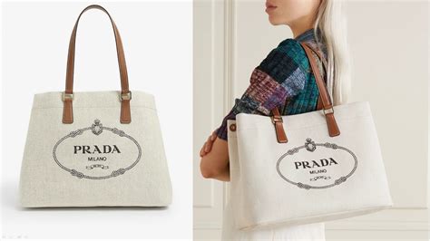 Prada Bag Logo Print Cotton Canvas Tote Bag Youtube