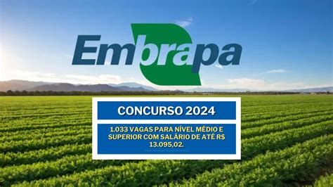 Concurso EMBRAPA 2024 Banca é escolhida 1 033 vagas para Nível Médio e