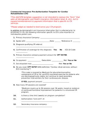 Cardiac Rehab Pre Authorization Template Doc Template Pdffiller