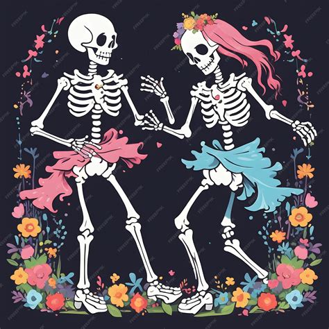 Premium AI Image | Skeleton Couple Clipart