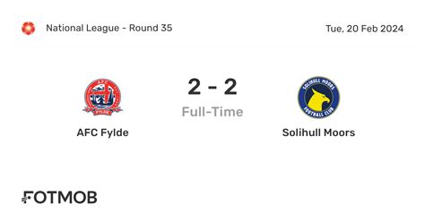 Afc Fylde Vs Solihull Moors Live Score Predicted Lineups And H2h Stats