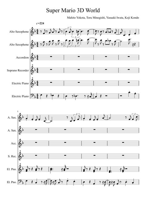 Super Mario 3D World Main Theme Sheet music for Piano, Accordion (Mixed ...