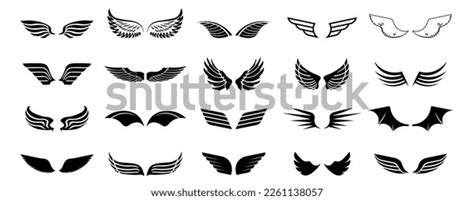 Set Black Wings Icons Collection Wings Stock Vector (Royalty Free ...