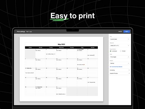 2023 Calendar Template Google Sheets Printable Calendar Template ...