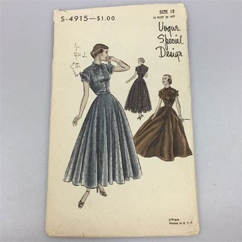 Vtg Vogue Special Design Full Skirt Dress And Slip Pattern Complete S