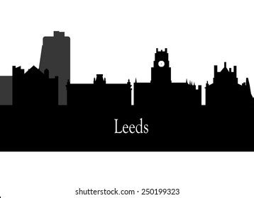 Leeds England City Skyline Silhouette Vector เวกเตอรสตอก ปลอดคา