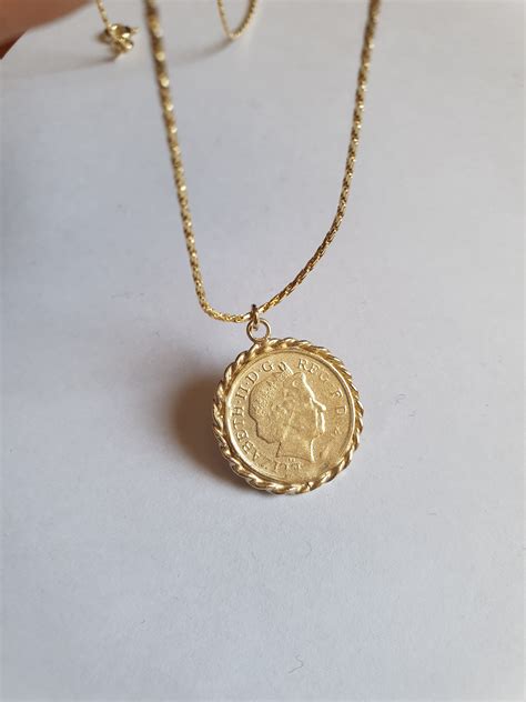 Gold Coin Necklace Pendant