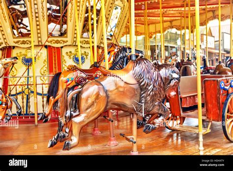 Carousel Horses On A Carnival Stock Photo Alamy