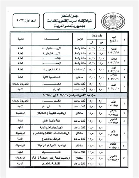 وزير التعليم يعتمد جداول امتحانات الدور الأول للثانوية العامة للعام