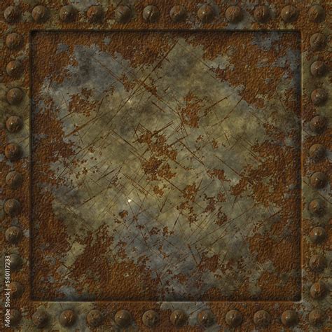 Rusty Riveted Square Metal Panel Seamless Texture Detailed Grungy