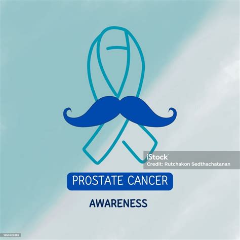 Prostate Cancer Awareness Ribbon With Moustaches Men Health Symbol