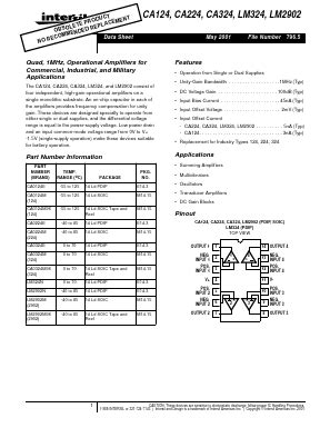 LM324 Datasheet PDF Intersil