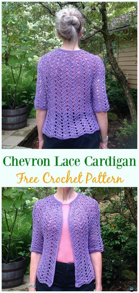 Crochet Chevron Lace Cardigan Free Pattern - Crochet Women Summer Jacket Cardigan Free Patterns ...