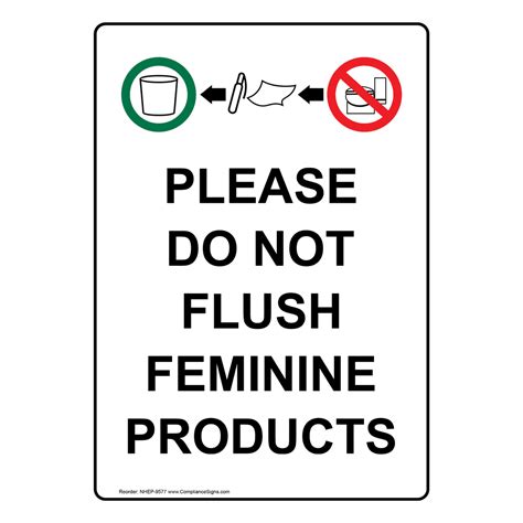 Do Not Flush Feminine Products Bilingual Sign Nhb 9577 Womens Girls