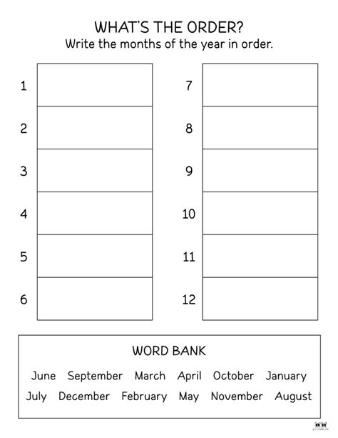 6 Best Printable Months Of The Year Chart Printablee Com 6 Best