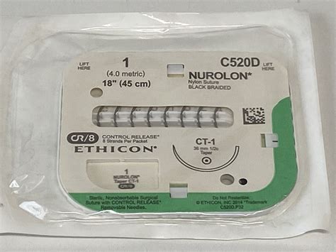 New ETHICON Lot of 3 Nurolon Nylon Suture C520D Exp.2023-03 (T20) C520D ...