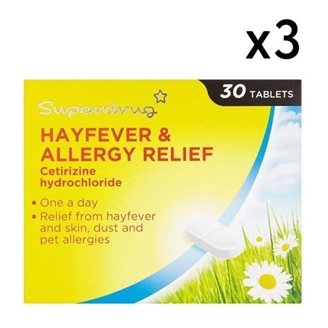 Superdrug Hayfever Allergy Cetrizine 3 Month Supply Bundle Health