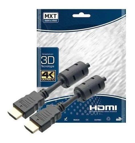 Cabo Hdmi 4k Ultra Hd 30awg 3d 6mm Dourado Filtro 10 Mtt