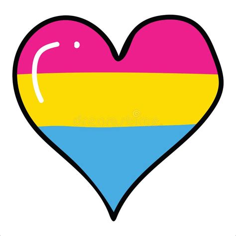 Cute Pansexual Heart Cartoon Illustration Motif Set Hand Drawn